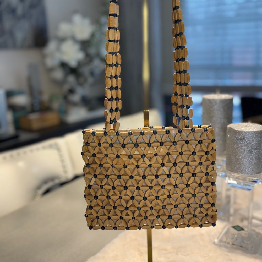 Charlotte Russe Wooden Bead Flower Shoulder Bag - Picture 11 of 13